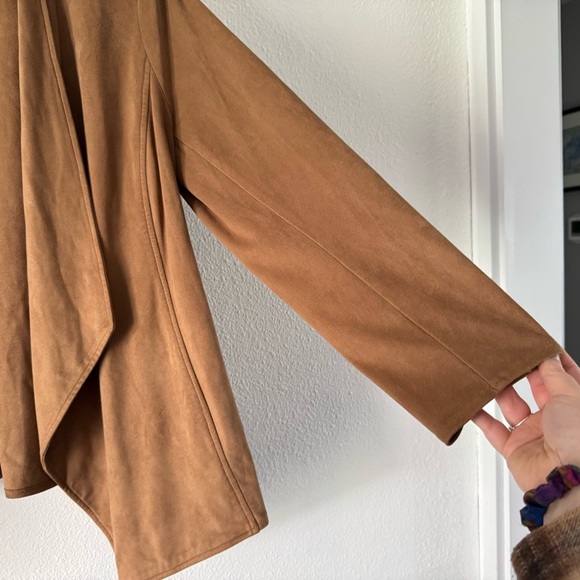 Brown Faux Suede Women's Jacket Boho JM Collection Size 1X Effortless Chic - Picture 3 of 9